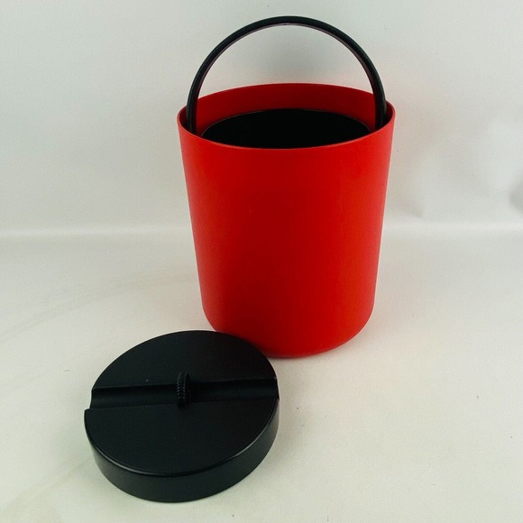 Bodum Ice‎ Bucket Red Plastic Black Lid 8.5" x 7.5" Swiss Made - Picture 6 of 10